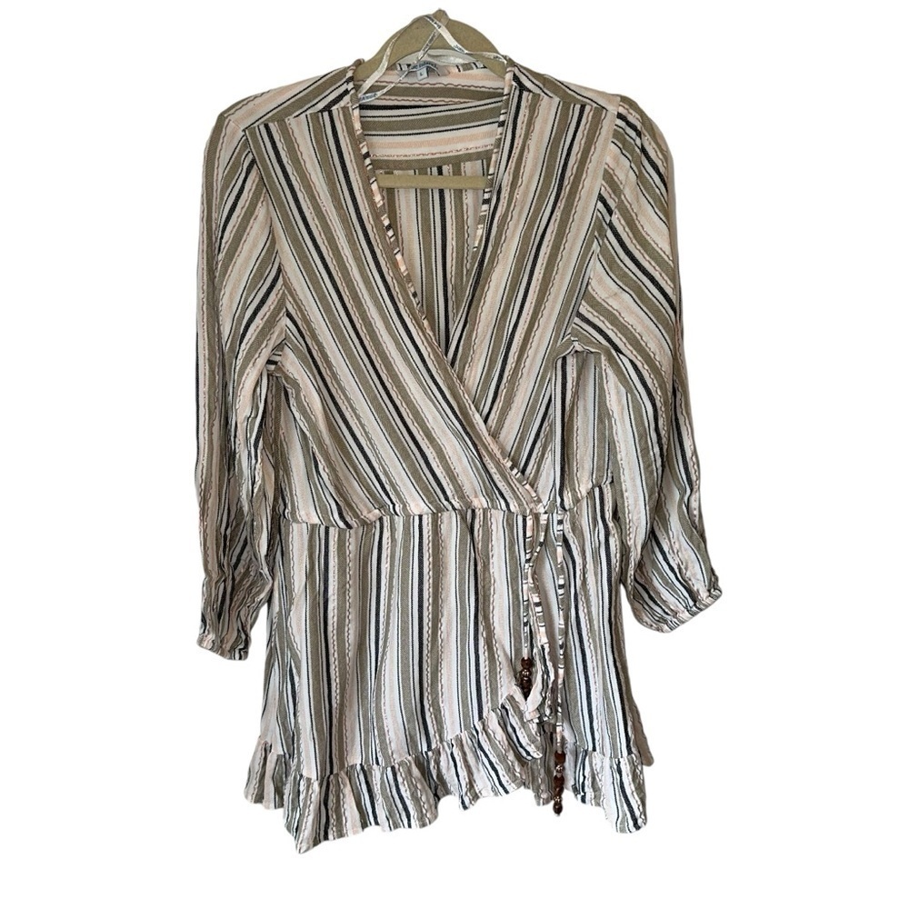 Blu Island Multicolored Striped Beach Wrap Dress Cover Up Size Large